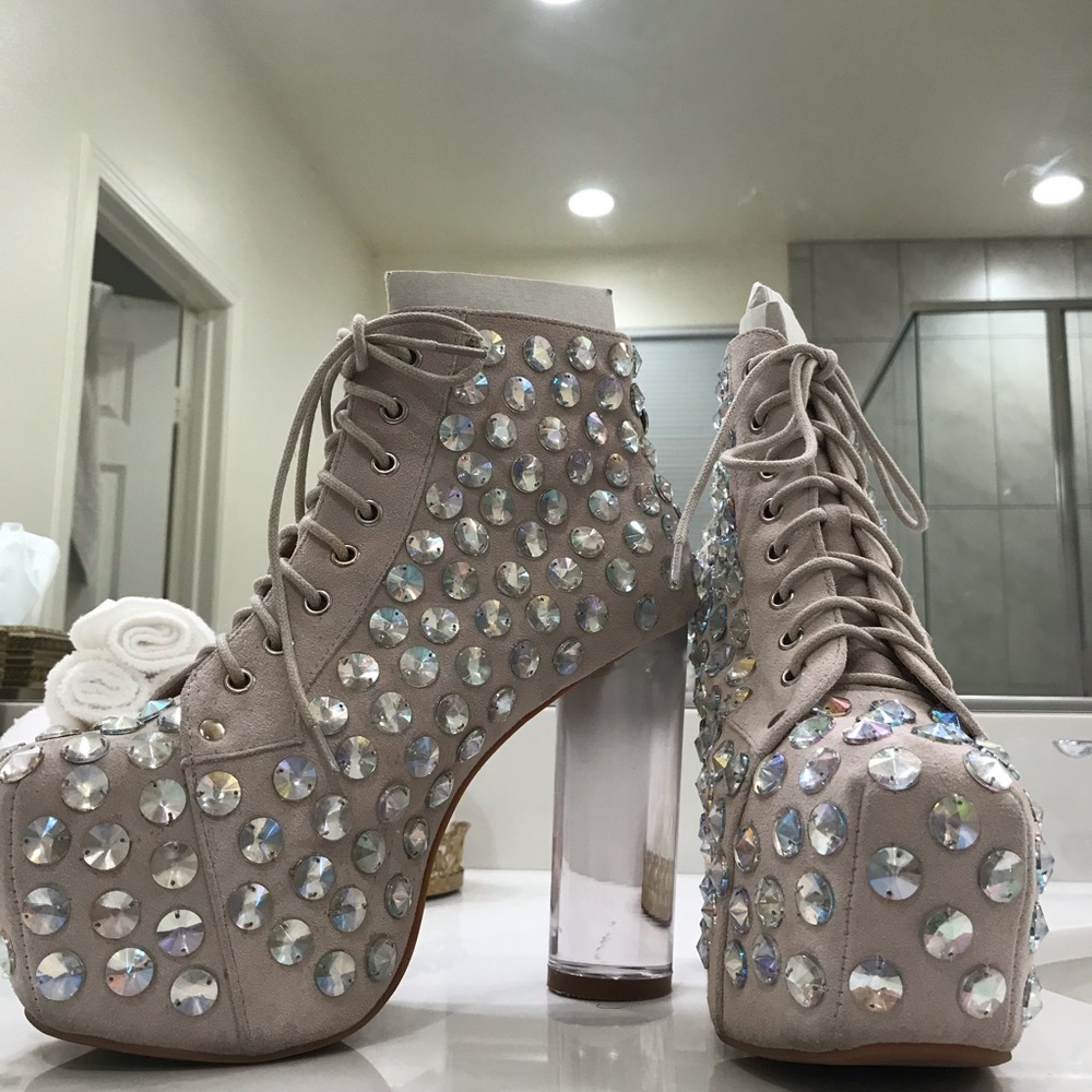 Jeffrey Campbell White Ankle Boots with Iridescent Accents - Picture 6 of 8